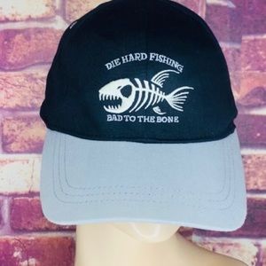 Vintage Black Die Hard Fishing Snap Back Trucker Hat